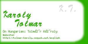 karoly tolmar business card